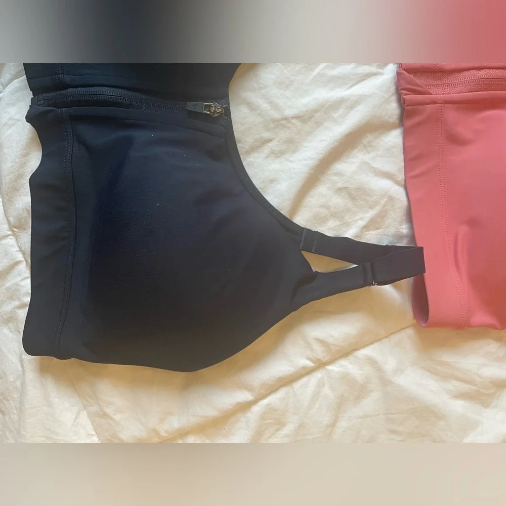 Set of 2 High-Support PowerSoft Zip-Front Sports Bras in Pink and Navy Blue - Picture 5 of 5
